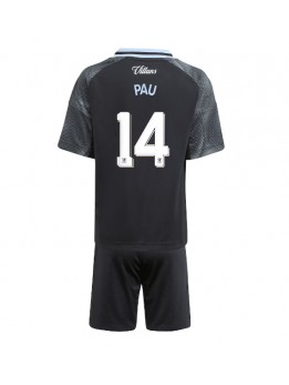 Aston Villa Pau Torres #14 Replika Borta Kläder Barn 2025-26 Kortärmad (+ byxor)